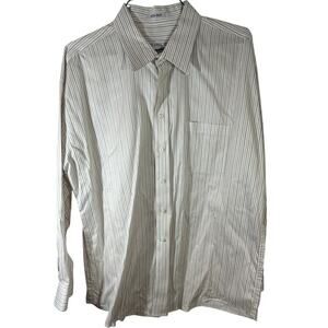Joseph & Feiss Mens Size 18 1/2 34/35 Dress Shirt Fitted white striped Non Iron
